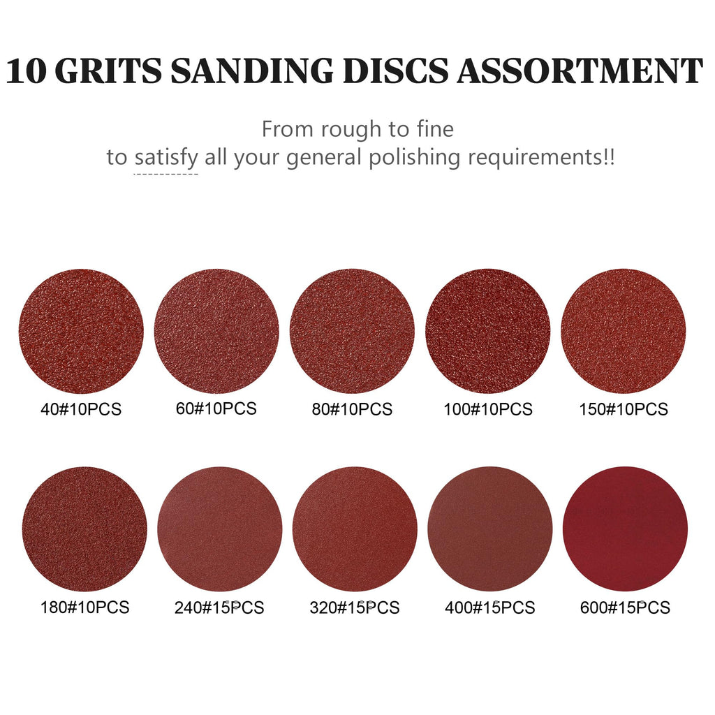 S SATC Sanding Discs 60 Grit 110Pcs Orbital Sander Discs 125mm Hook and Loop Round Orbital Sander Pads for Sanding
