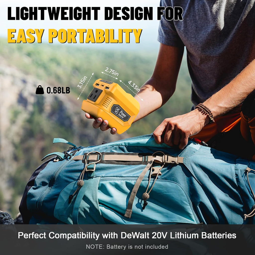 Azocek 220W Power Inverter Compatible with Dewalt 20V Battery