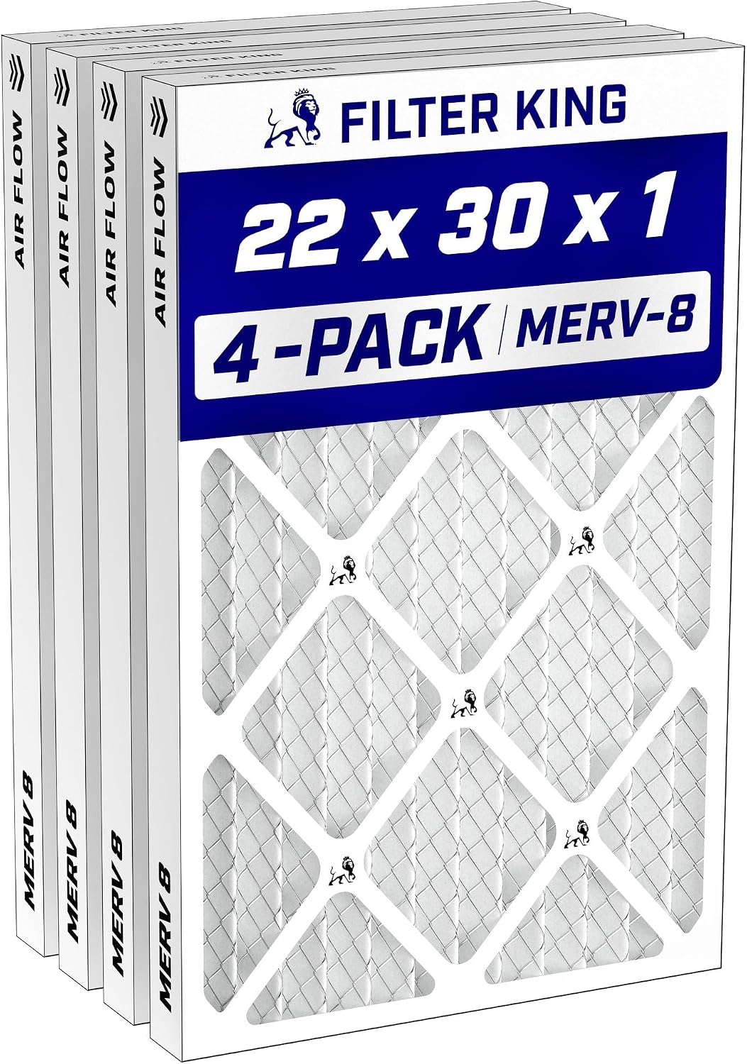 Filter King 24x30x1 Air Filter MERV 8, AC Furnace Filters (4-Pack)