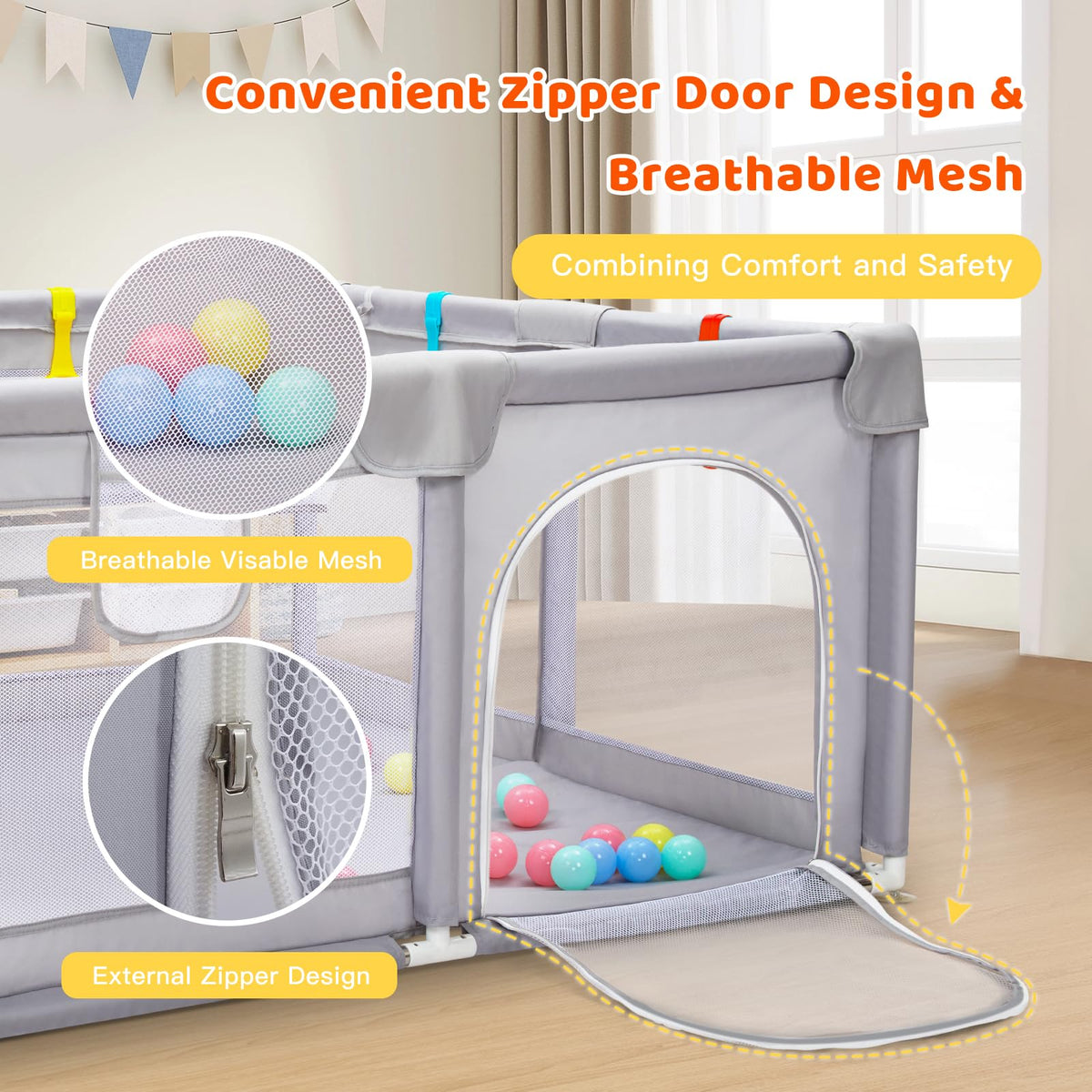 CHOLY Baby Playpen for Babies and Toddlers, Durable Play Pen