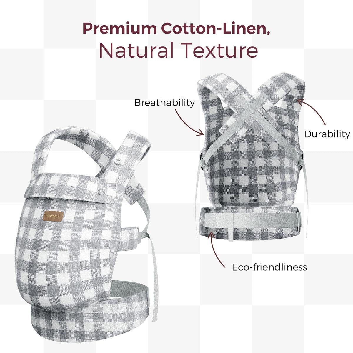 Momcozy Baby Carrier for 3-24M/3.2-20kg, Waist 64-127cm, Cotton Black