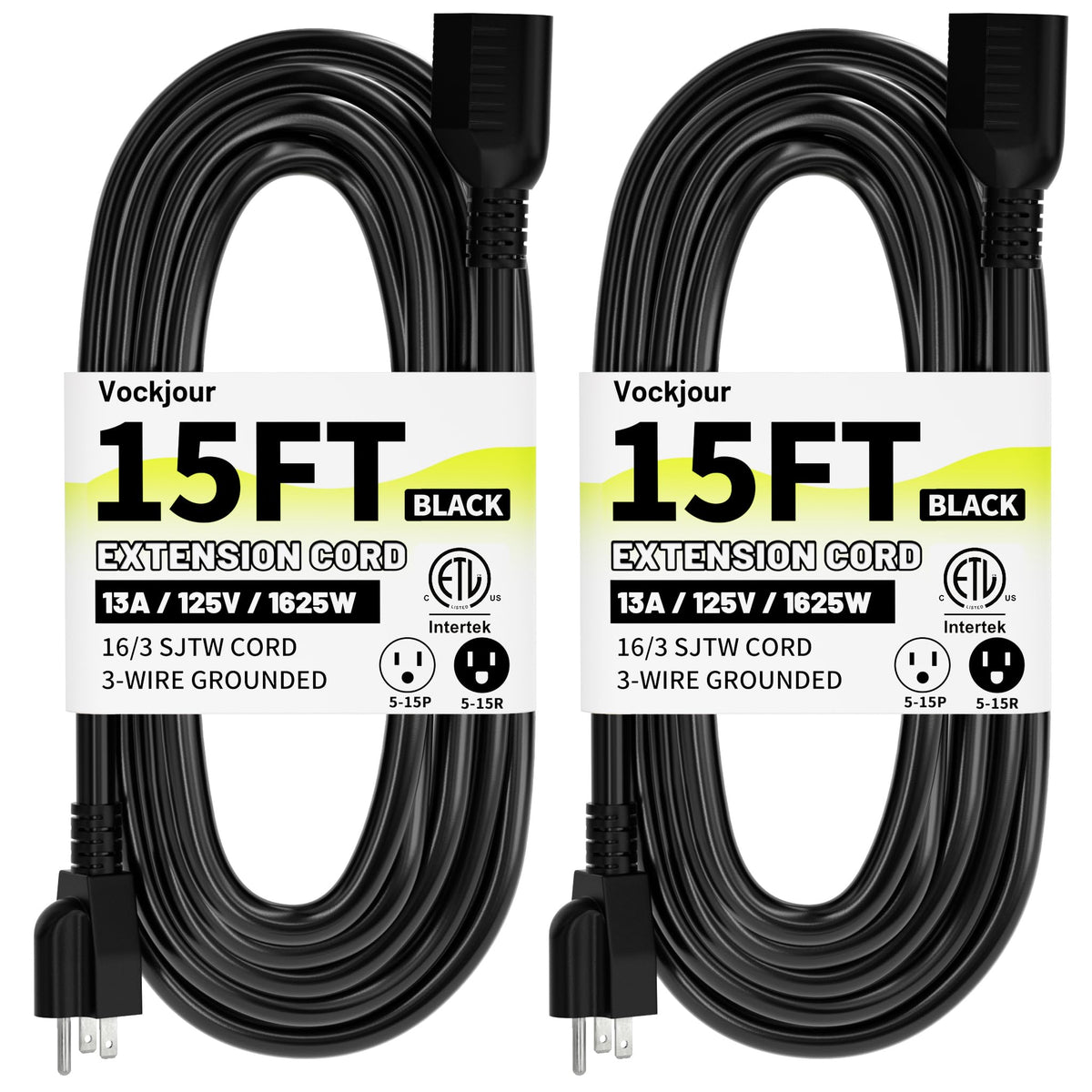 Vockjour 16/3 White Indoor Outdoor Extension Cord 35 Ft Waterproof