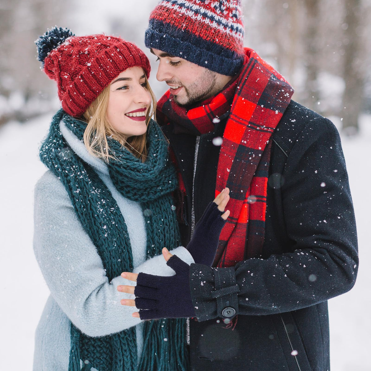 Grevosea 2 Pair Fingerless Warm Gloves - Winter Half Finger Gloves Thickened Knit Touchscreen Stretchy Mittens for Men Women
