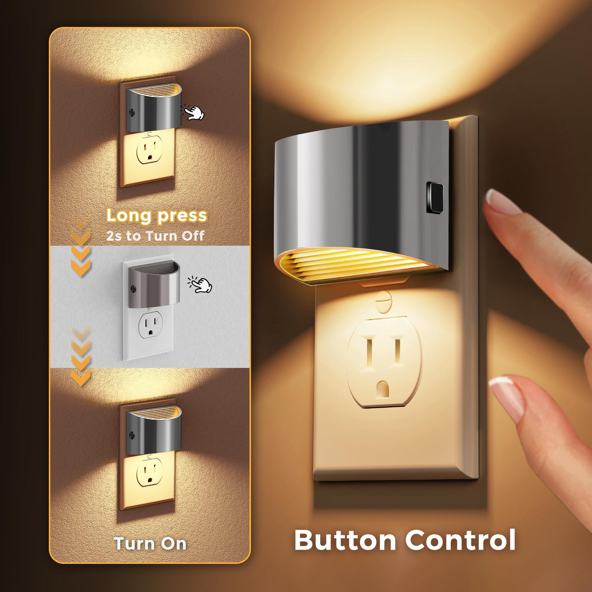L LOHAS LED Night Lights Plug into Wall, Dimmable Night Light 2 Pack