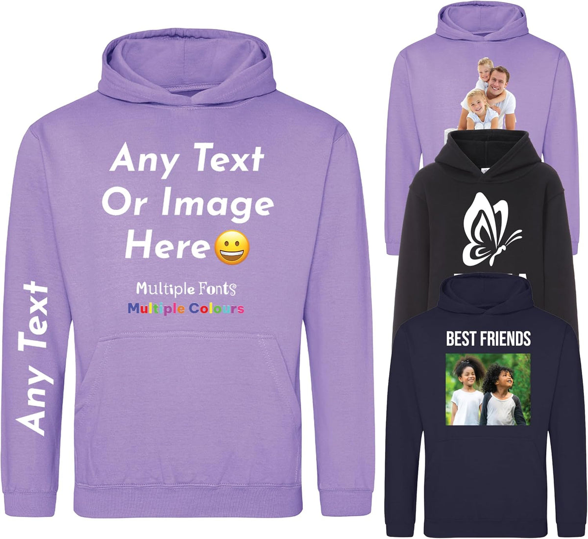 Varsany Personalised T Shirts Mens Womens Kids UK - Customised T Shirt with Any Text and Photo, Long-Lasting Printing - Design Your Own Custom T Shirt