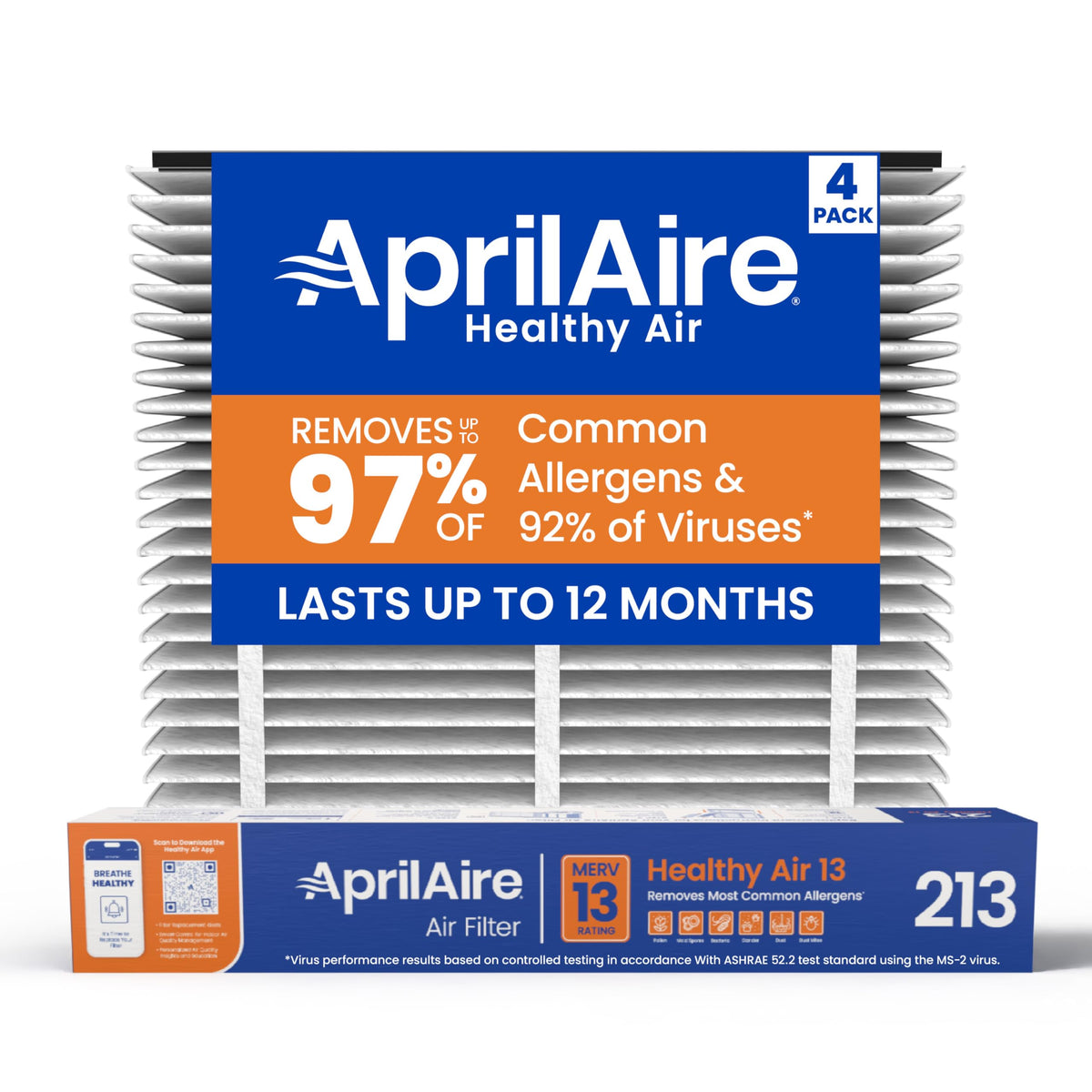 AprilAire 213 Replacement Filter for AprilAire Whole-House Air Purifiers - MERV 13, Healthy Home Allergy, 20x25x4 Air Filter (Pack of 1)