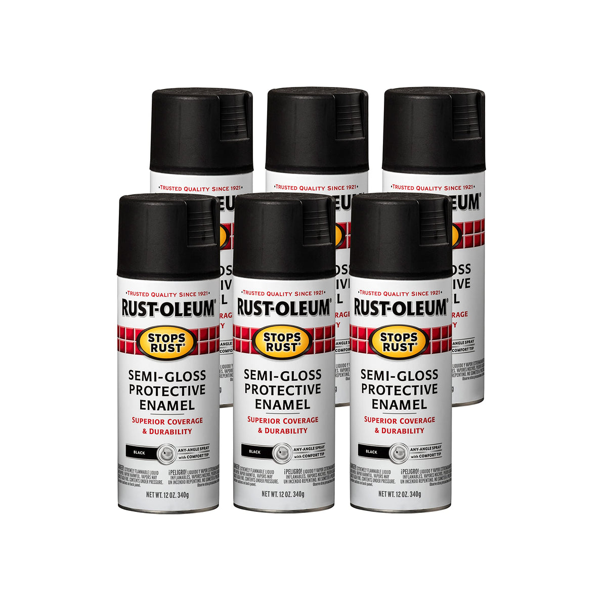 Rust-Oleum 7776830 Stops Rust Spray Paint, 12 oz, Flat Black