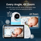 Babysense Prisma Baby Monitor with Camera and Night Vision, 5” HD Video Baby Monitor, 6-Color Night Light, Split Screen, Baby Sound Machine with White Noise & Lullabies, Secure No WiFi