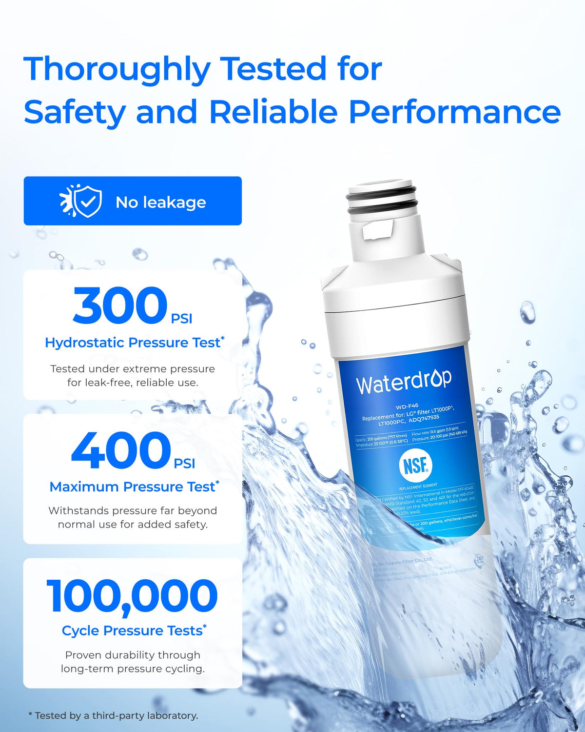 Waterdrop ADQ747935 Refrigerator Water Filter and Air Filter, 3 Combo