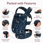 Momcozy Baby Carrier for 3-24M/3.2-20kg, Waist 64-127cm, Cotton Black