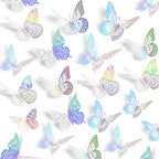 SAOROPEB 3D Butterfly Wall Decor 48 Pcs Gold Butterfly Birthday Decorations