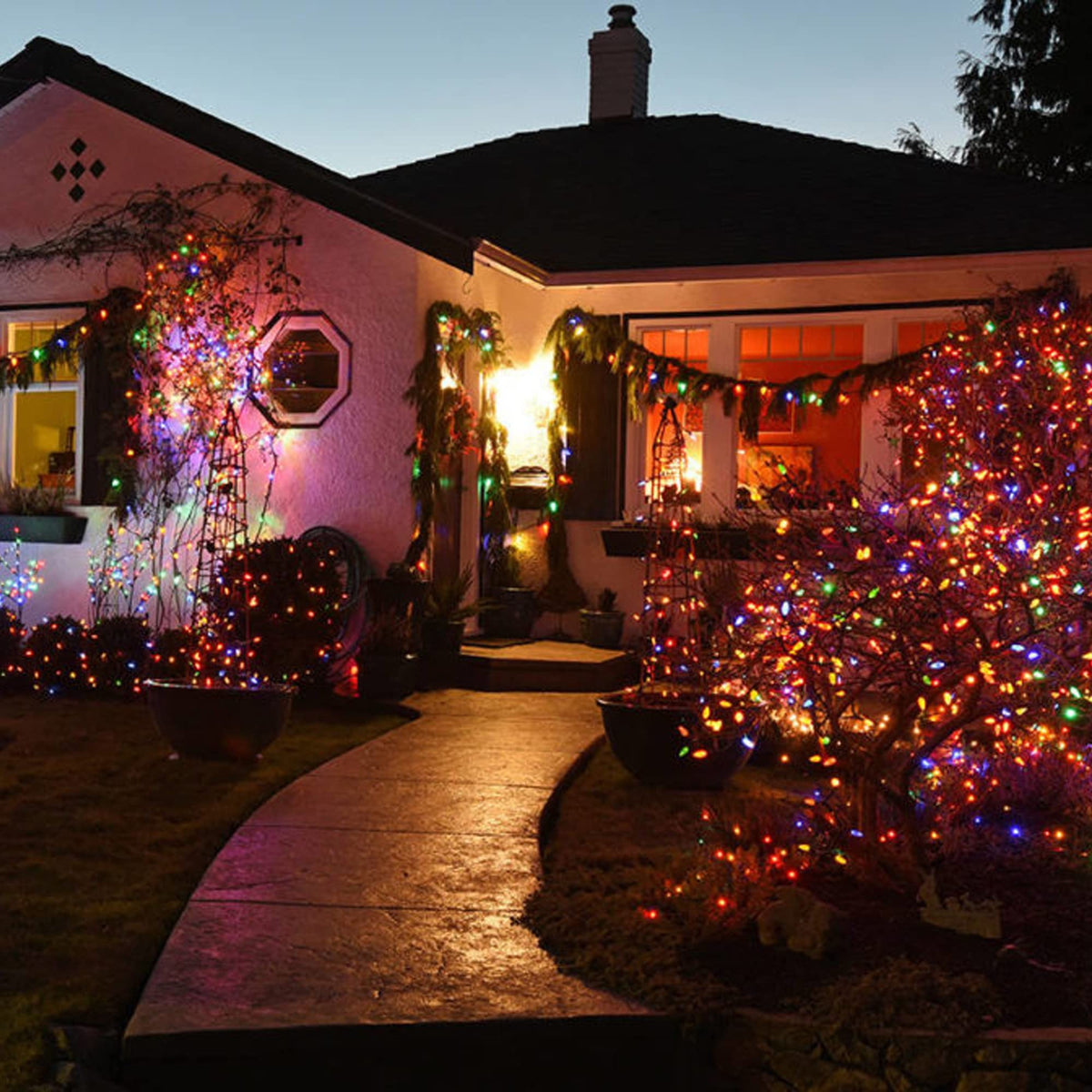 TW SHINE Warm White Christmas Lights Outdoor, 20FT 100 Count Incandescent Christmas Light Indoor, Waterproof Christmas Tree String Lights for Xmas Decorations