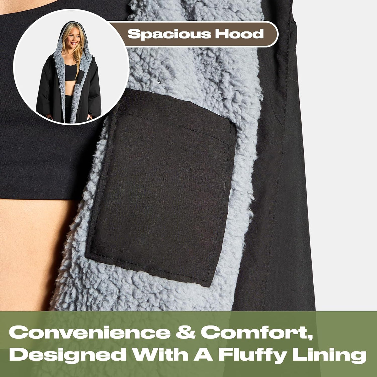 OHS Adults Drying Robe, Gifts for Women Outdoor Water-Resistant Changing Robe Womens Jacket Comfy Sherpa Privacy Robes for Women Men, Stay Dry Swimming Camping Drying Robes - S/M, L/XL