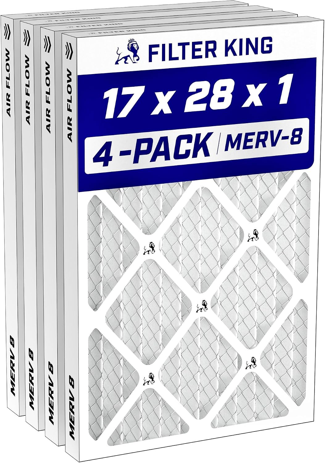 Filter King 24x30x1 Air Filter MERV 8, AC Furnace Filters (4-Pack)