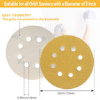 165 PCS 5 Inch Sanding Discs Random Orbital Sander Sandpaper
