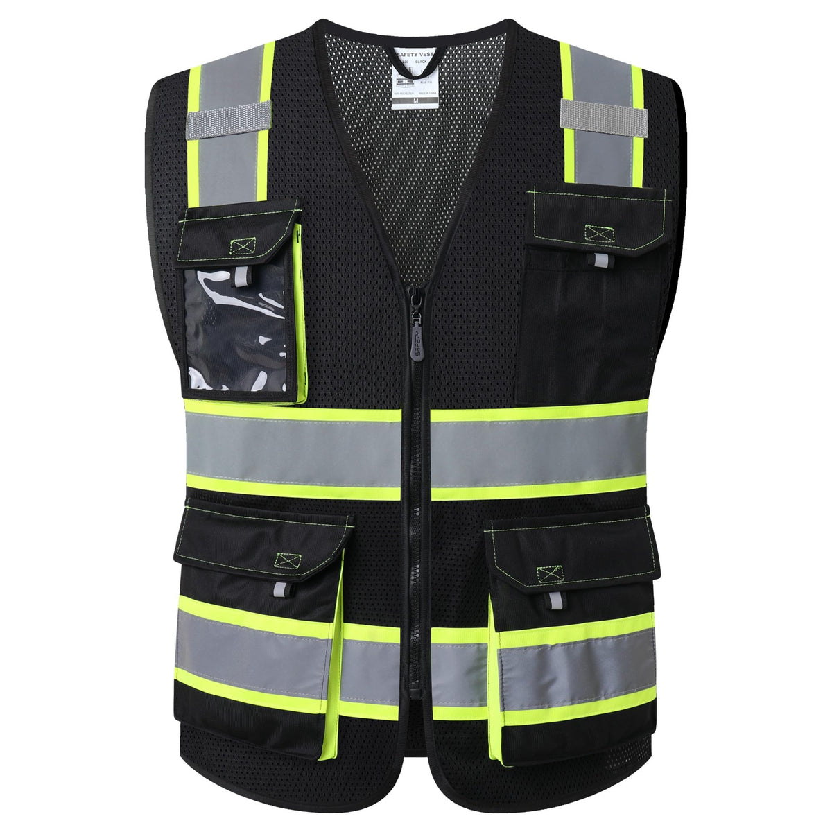 JKSafety Safety Vest for Men Women Hi Vis Reflective Vest JK220 OBlack L