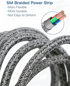 Addtam Extension Lead with USB Slots, Power Strips with 2 Way Outlets 4 USB