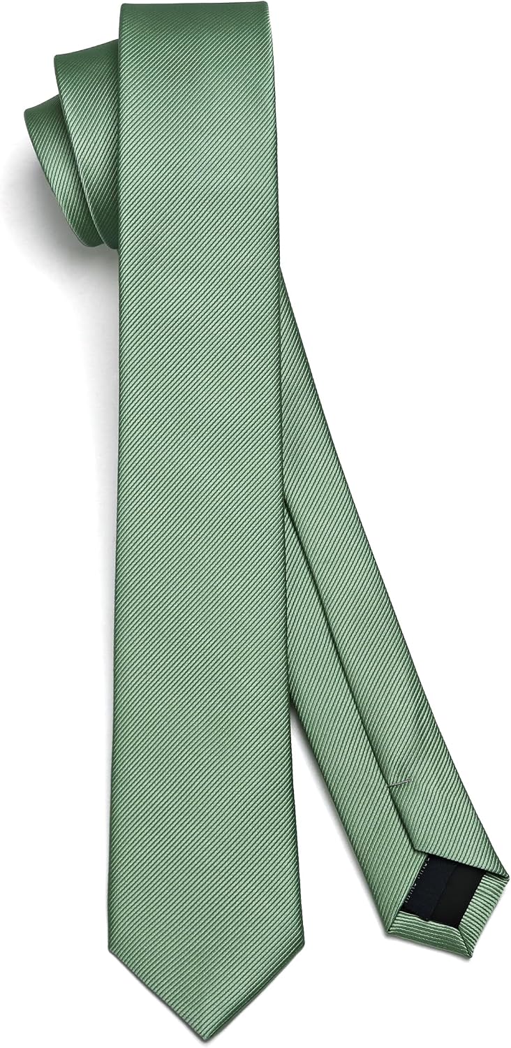 HISDERN Skinny Tie Solid Color 6cm Slim Ties for Men Wedding Classic Formal Business Necktie