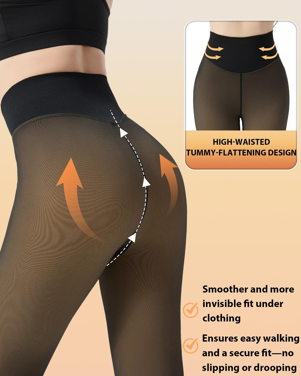 HOWIN Fleece Lined Tights Winter Thermal Tights for Women Fake Translucent