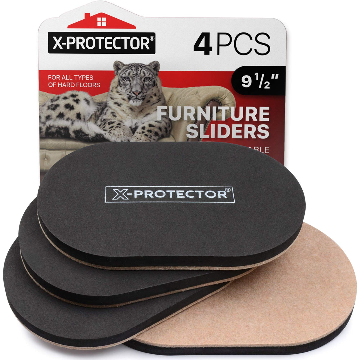 Felt Furniture Sliders for Hardwood Floors X-PROTECTOR 16 PCS 3 ½”