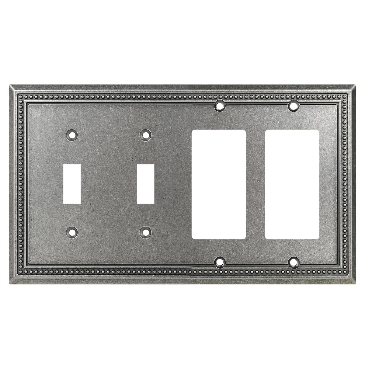 Sunken Pearls Heavy-Duty 4 Toggle Light Switch Plate, Antique Brass, 1 Pack