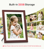Frameo WiFi Digital Photo Frame 10.1 Inch - 1280x800 HD IPS Touch Screen Picture Frame Electronic, 32GB Memory, Auto Rotate, Wall Mountable, Digital PictureFrame for Sharing Photos and Videos