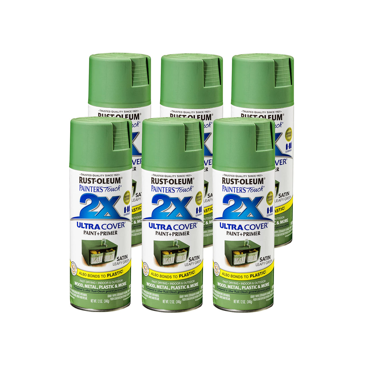 Rust-Oleum 334023-6PK Painter's Touch 2X Ultra Cover Spray Paint, 12 oz, Gloss Almond, 6 Pack