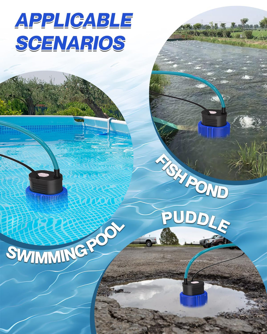 AgiiMan 850GPH Pool Cover Pump, Submersible Sump Pump above Ground