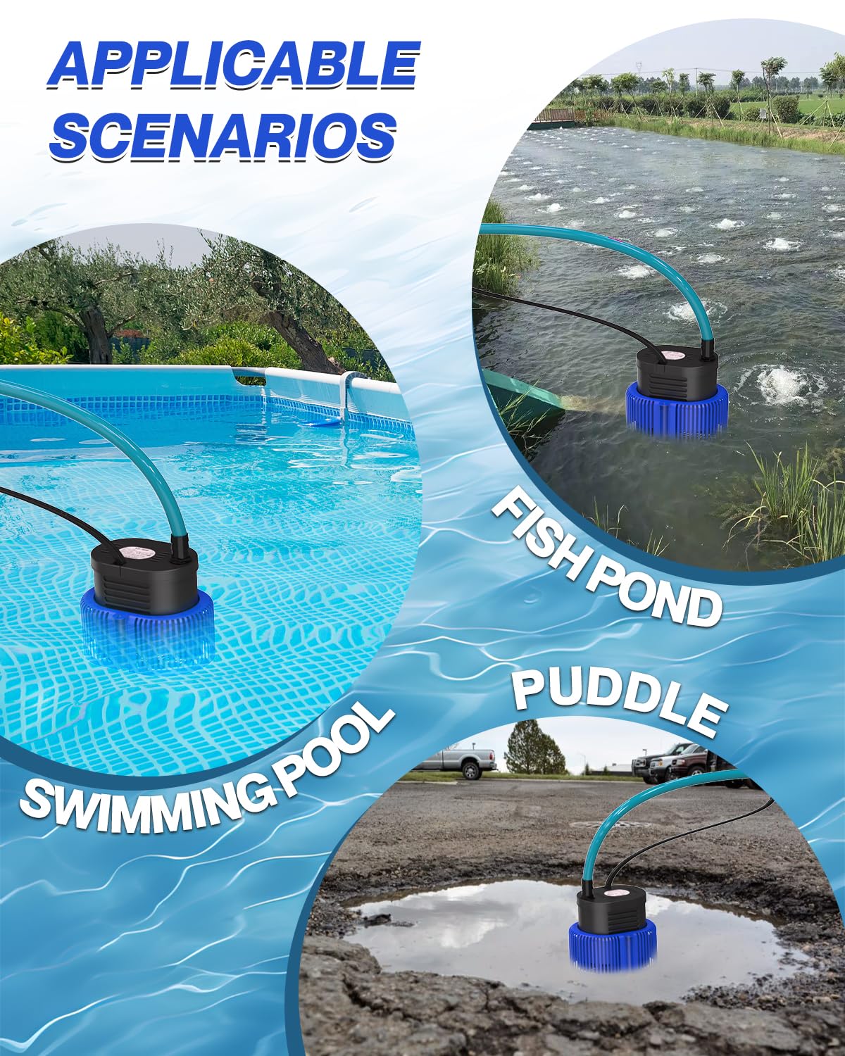 AgiiMan 850GPH Pool Cover Pump, Submersible Sump Pump above Ground