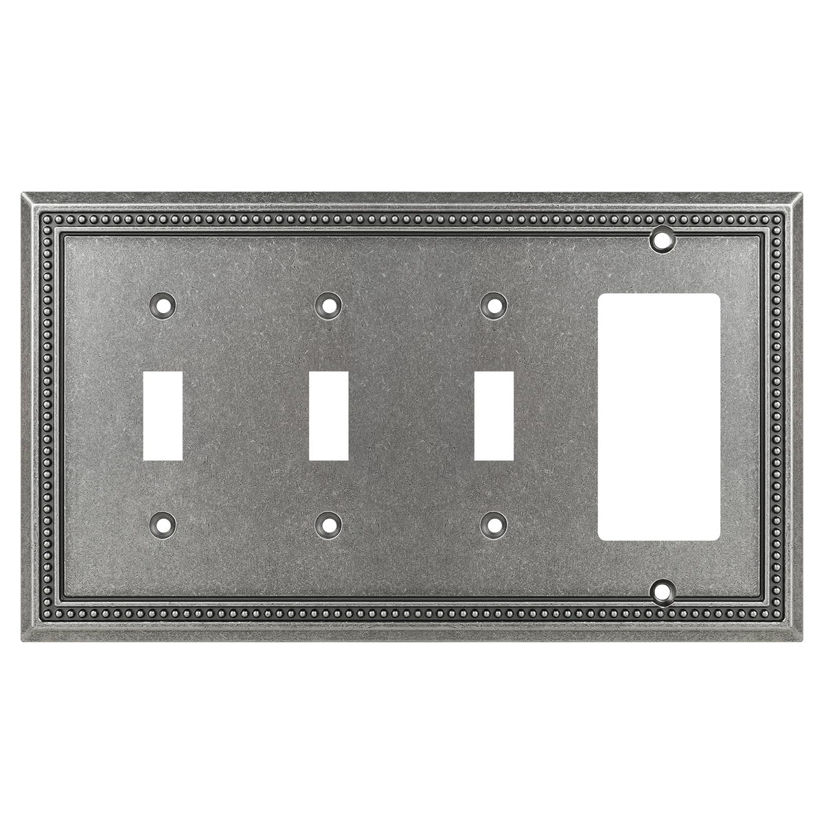Sunken Pearls Heavy-Duty 4 Toggle Light Switch Plate, Antique Brass, 1 Pack