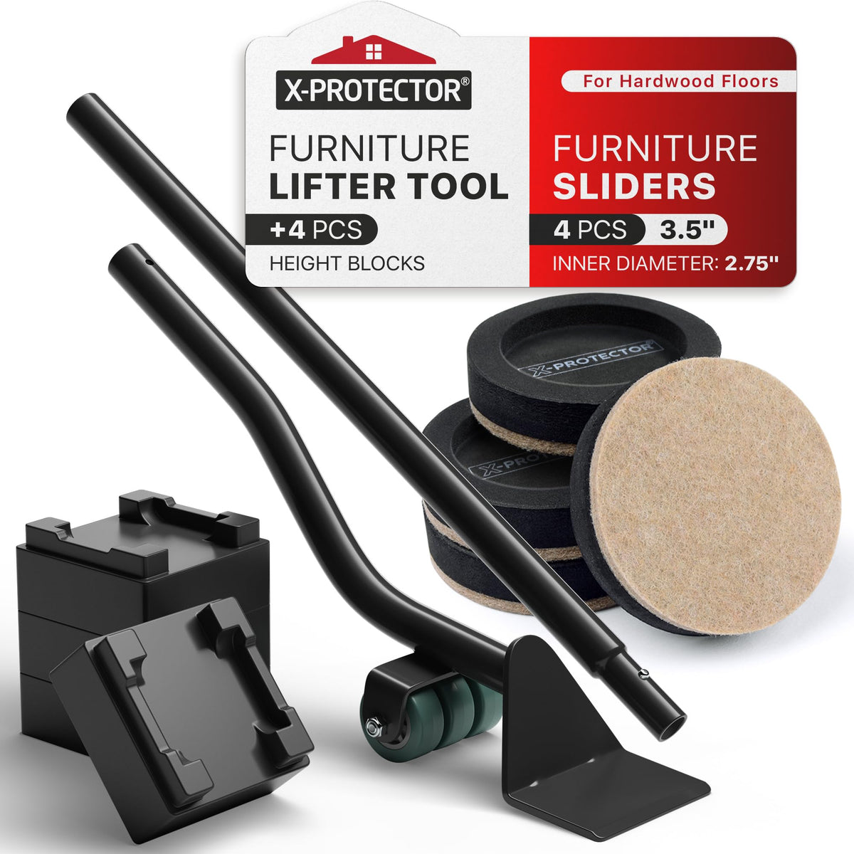 Felt Furniture Sliders for Hardwood Floors X-PROTECTOR 16 PCS 3 ½”