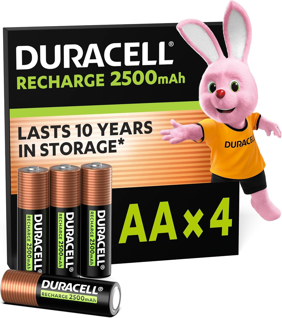 DURACELL AA Rechargeable Batteries (4 Pack) 1.2V, 2500 mAh NiMH