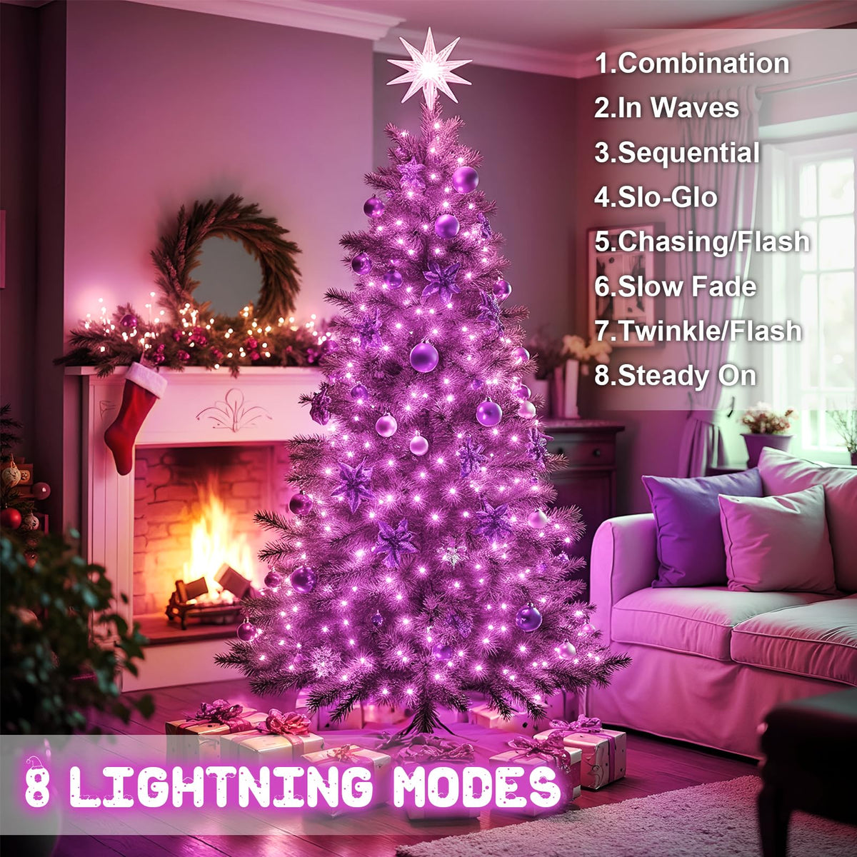 Christmas Lights Outdoor Battery Operated String Lights Total 100LED 33Ft with Timer 8 Modes 16.4Ft*2 Waterproof Outdoor Indoor for Christmas Decor, Warm White, 2-Pack