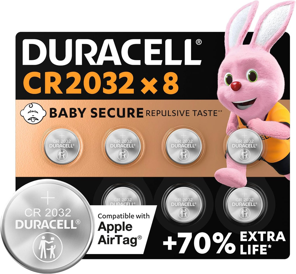 8 x Duracell Cr 2032 lithium batteries (2 blisters of 4 batteries)