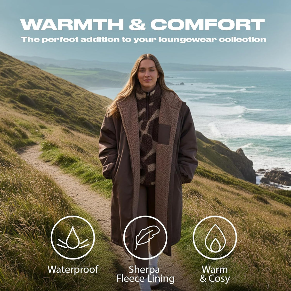OHS Adults Drying Robe, Gifts for Women Outdoor Water-Resistant Changing Robe Womens Jacket Comfy Sherpa Privacy Robes for Women Men, Stay Dry Swimming Camping Drying Robes - S/M, L/XL