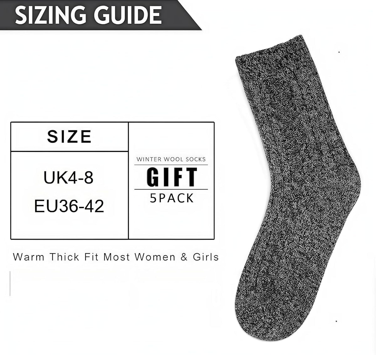 Ladies Socks Wool Thermal Fluffy Gifts For Women 5 Pairs