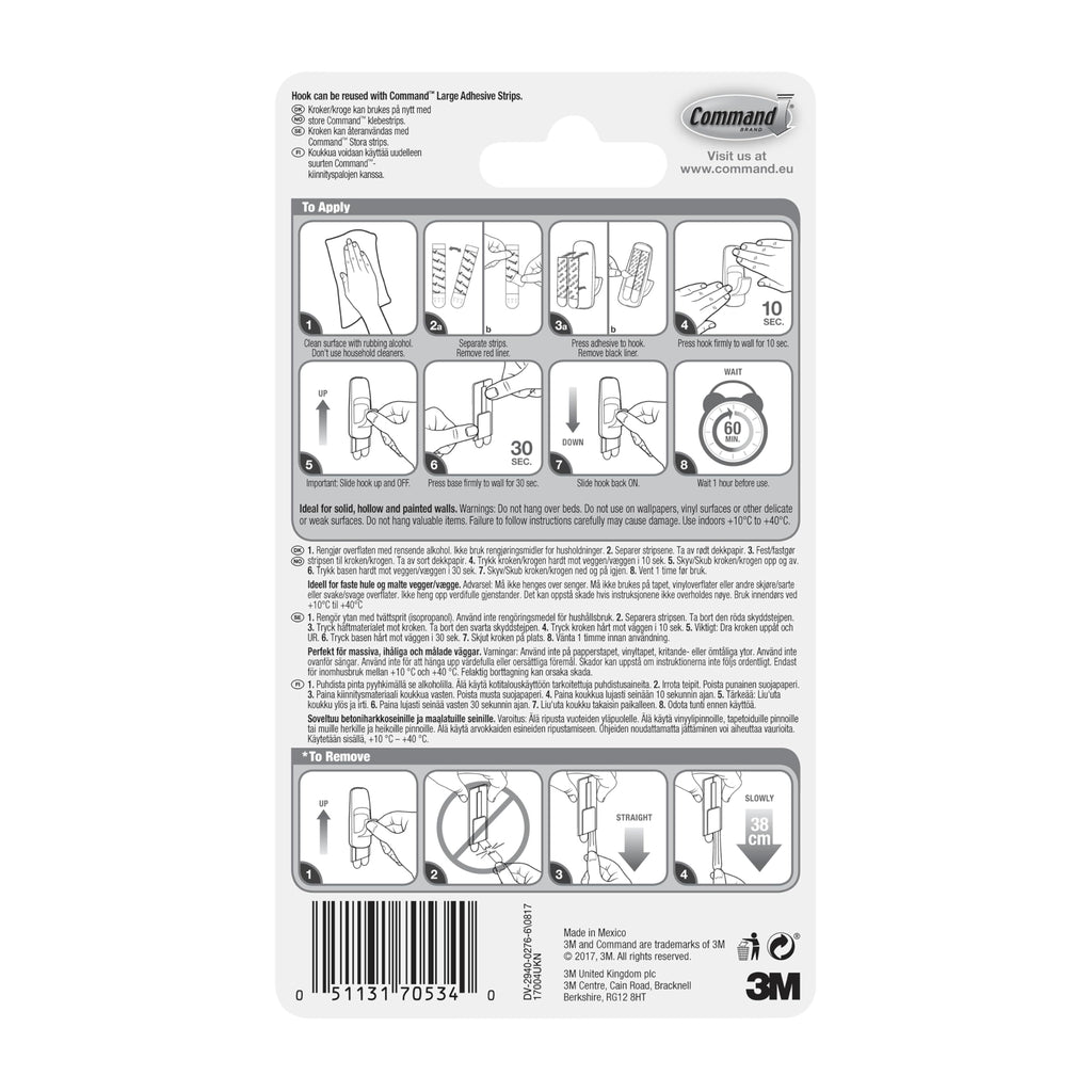 Command Medium Designer Hooks, 6 White Hooks and 9 Adhesive Strips