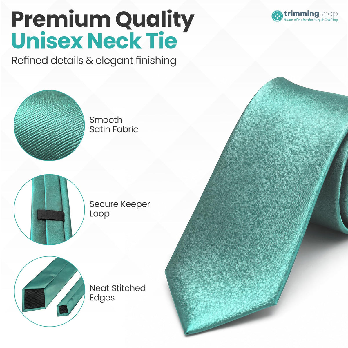 Trimming Shop 5cm Slim Skinny Solid Colour Necktie for Mens