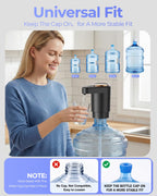 Water Jug Pump for 5 Gallon Bottle – Portable Electric USB-C Charging Dispenser, Dual Powerful Motors, Fast Flow, Fits 2-5 Gallon Jugs – Ideal for Home, Office, Camping, RV, Beige