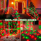 Christmas Lights Outdoor Battery Operated String Lights Total 100LED 33Ft with Timer 8 Modes 16.4Ft*2 Waterproof Outdoor Indoor for Christmas Decor, Warm White, 2-Pack