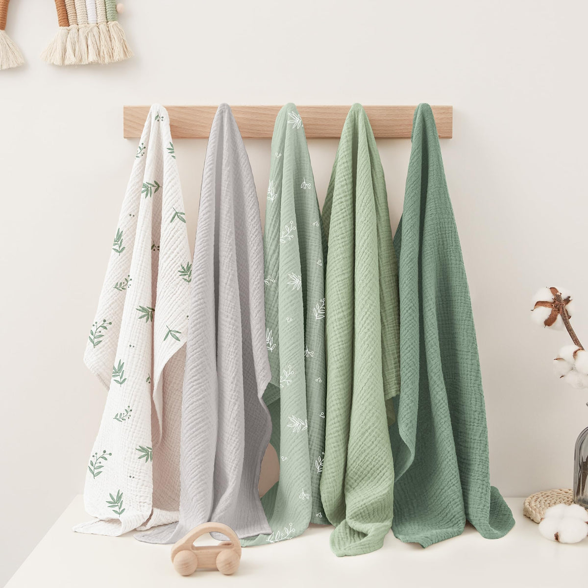 Susurration Muslin Cloths for Baby, 100% Cotton Baby Muslin Squares Cloths for Newborn Boy and Girl, Soft, Breathable and Extremely Absorbent Baby Muslin Burp Cloths, 60 x 60 cm, 5 Pack