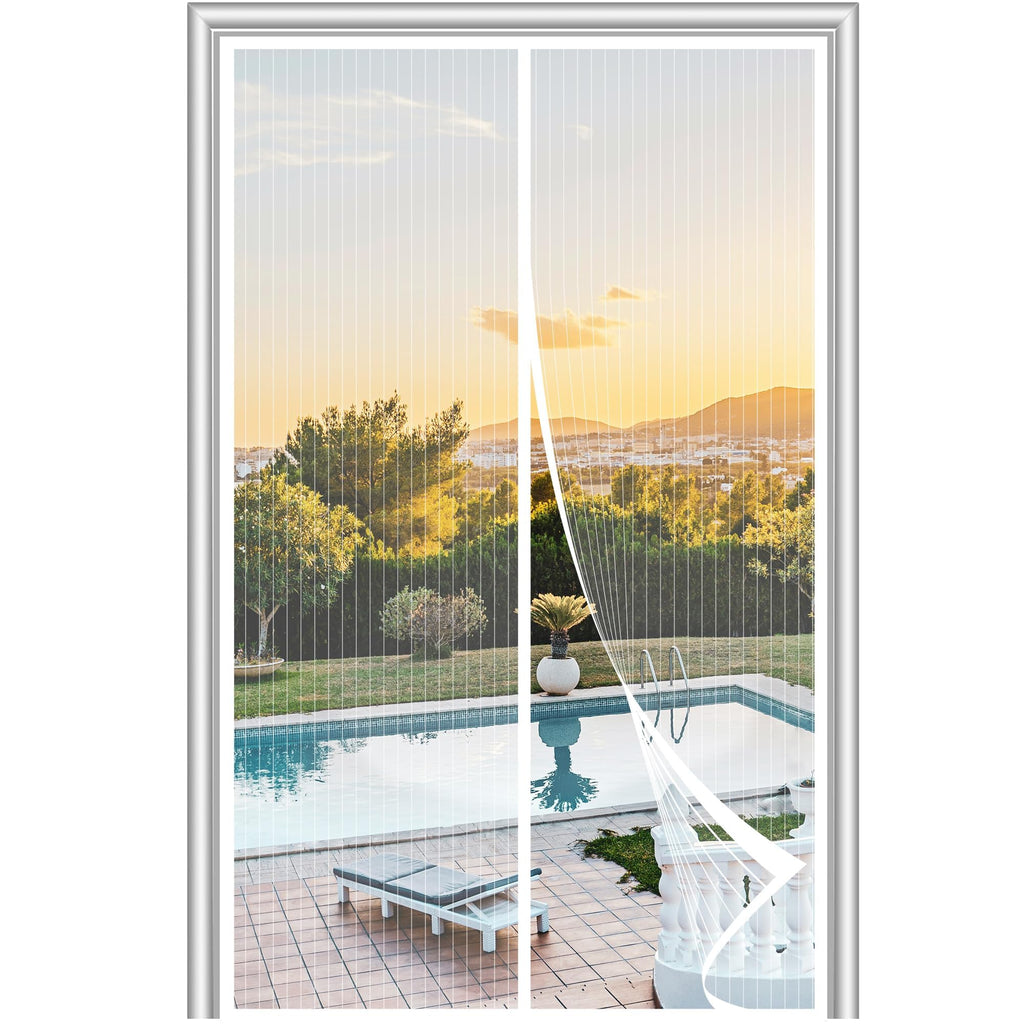 METAONLY Magnetic Screen Door Mesh, Works for Patio, Sliding Door, Keeps Bug Mosquito Out, Fresh Air Flow, Fits 32" x 80" Door - Curtain Size 34" x 82", Black with Lace