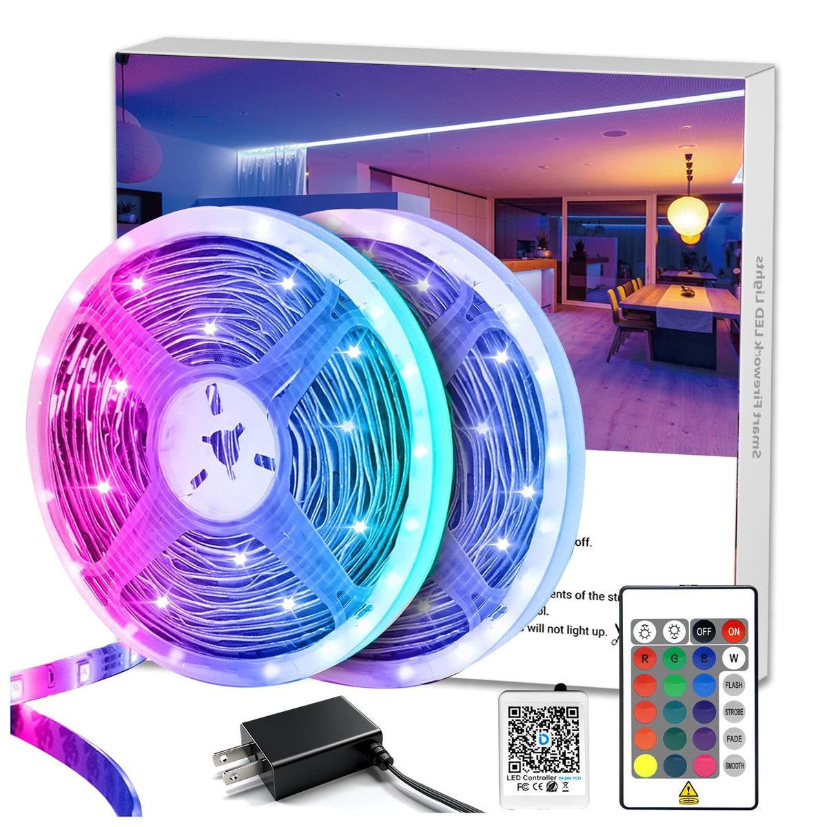 DAYBETTER LED Strip Lights 110ft RGB Music Sync Smart App Control 1 Roll