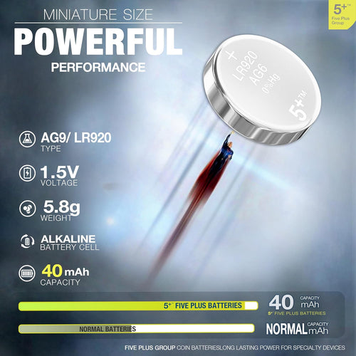 5Plus Group 10 PCS SR920SW 371 LR920 AG6 370 1.55V Button Cell Watch Batteries used in Watches, Calculators, Toys, Lasers, Clocks, Thermometers, and many other electronic items