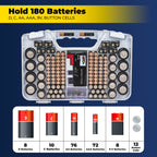 Ontel Battery Daddy Storage & Organizer Case w/Tester, Stores & Protects Up to 180 Batteries, Double-Sided, Clear Locking Lid, Secure Latches & Portable Carrying Handle - Red (Batteries Not Included)
