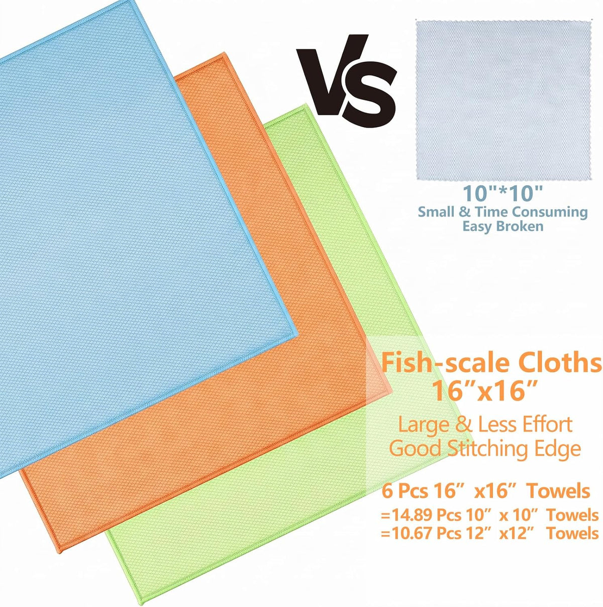 Magic Window Cleaning Cloth Fish Scale Streak Free Cloths – Pack of 6 Towels for Glass Mirrors Mix
