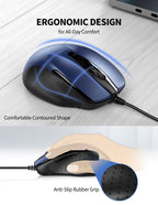 TECKNET USB Wired Mouse,6400 DPI Optical,6-Button Ergonomic Computer Mouse