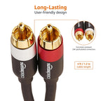 Amazon Basics 2 RCA Cables for Amplifier, Active Speakers or Subwoofer, 1.2 m, Black