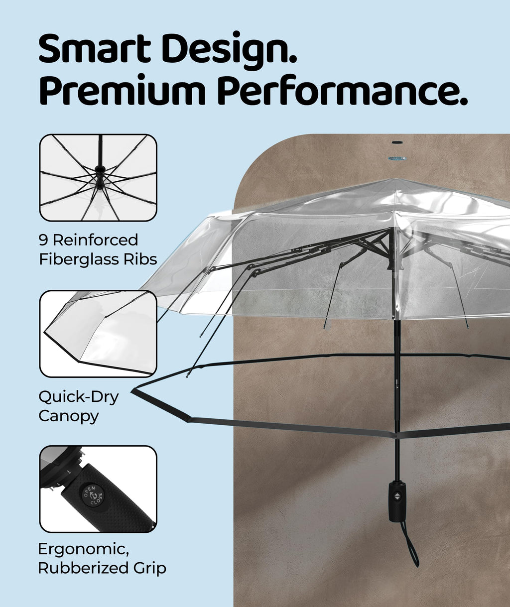 Repel Windproof Travel Umbrella - Compact & Withstands Winds up to 100MPH, Strongest Premium Auto Folding Umbrella for Rain and Sun - Durable, Light & Portable for Women & Men, Fits Backpack & Cars