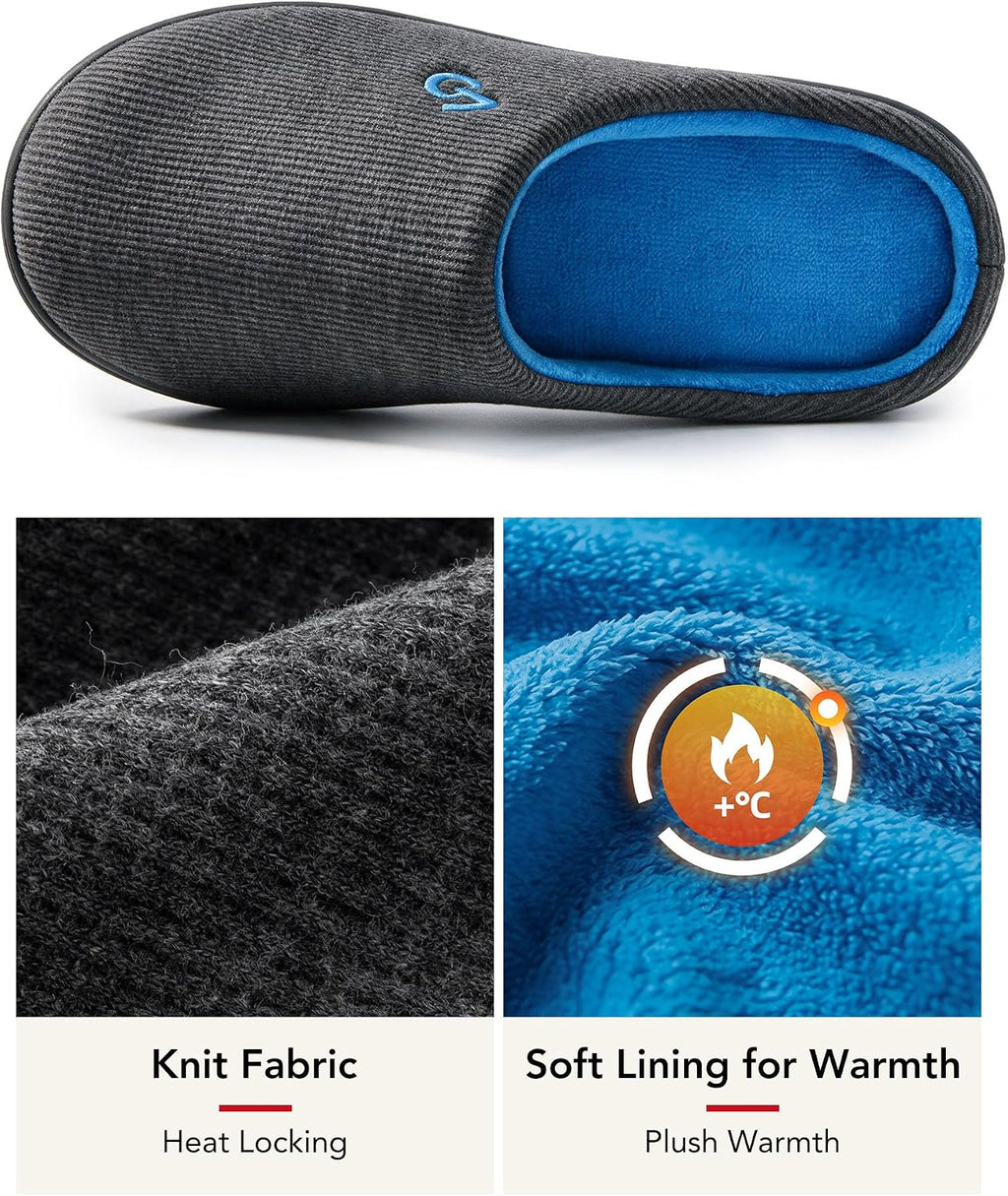 VeraCosy Men's Two-Tone Memory Foam Slippers